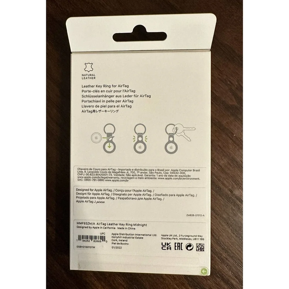 NEW Black Apple AirTag Leather Key Ring MX4M2ZM/A in Retail Pkg - SEALED